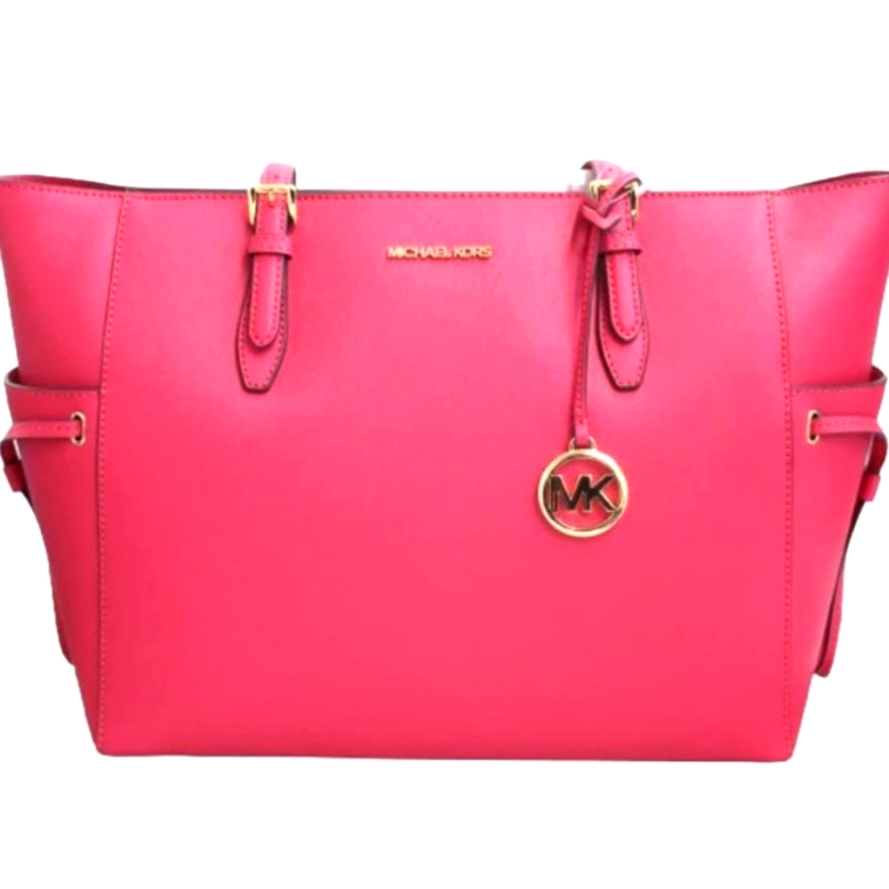 Michael Kors Gilly Large Jet Set Drawstring Top Zip Tote (Carmine Pink)